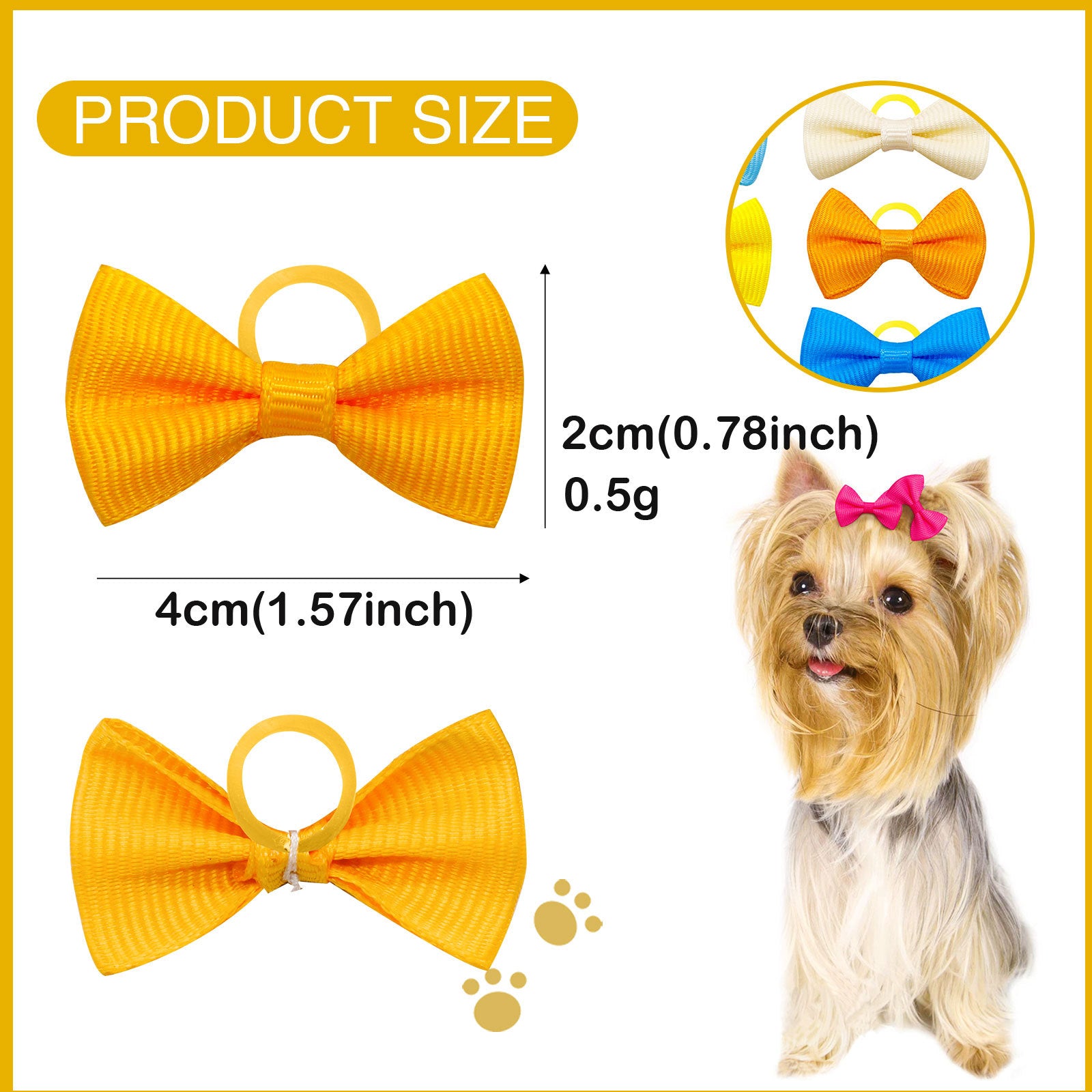 KFX-8323133 Solid Color Pet Hair Bows - 50pcs Cute Macaron Rubber Band Headgear for Pets