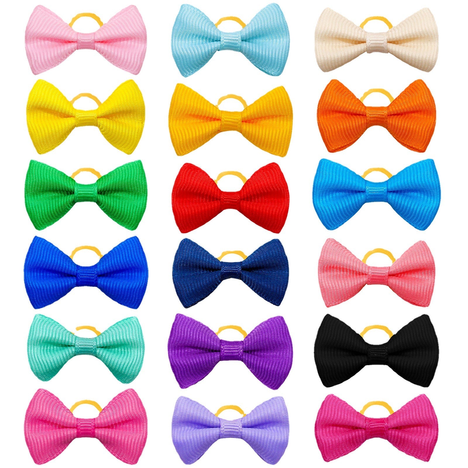 KFX-8323133 Solid Color Pet Hair Bows - 50pcs Cute Macaron Rubber Band Headgear for Pets
