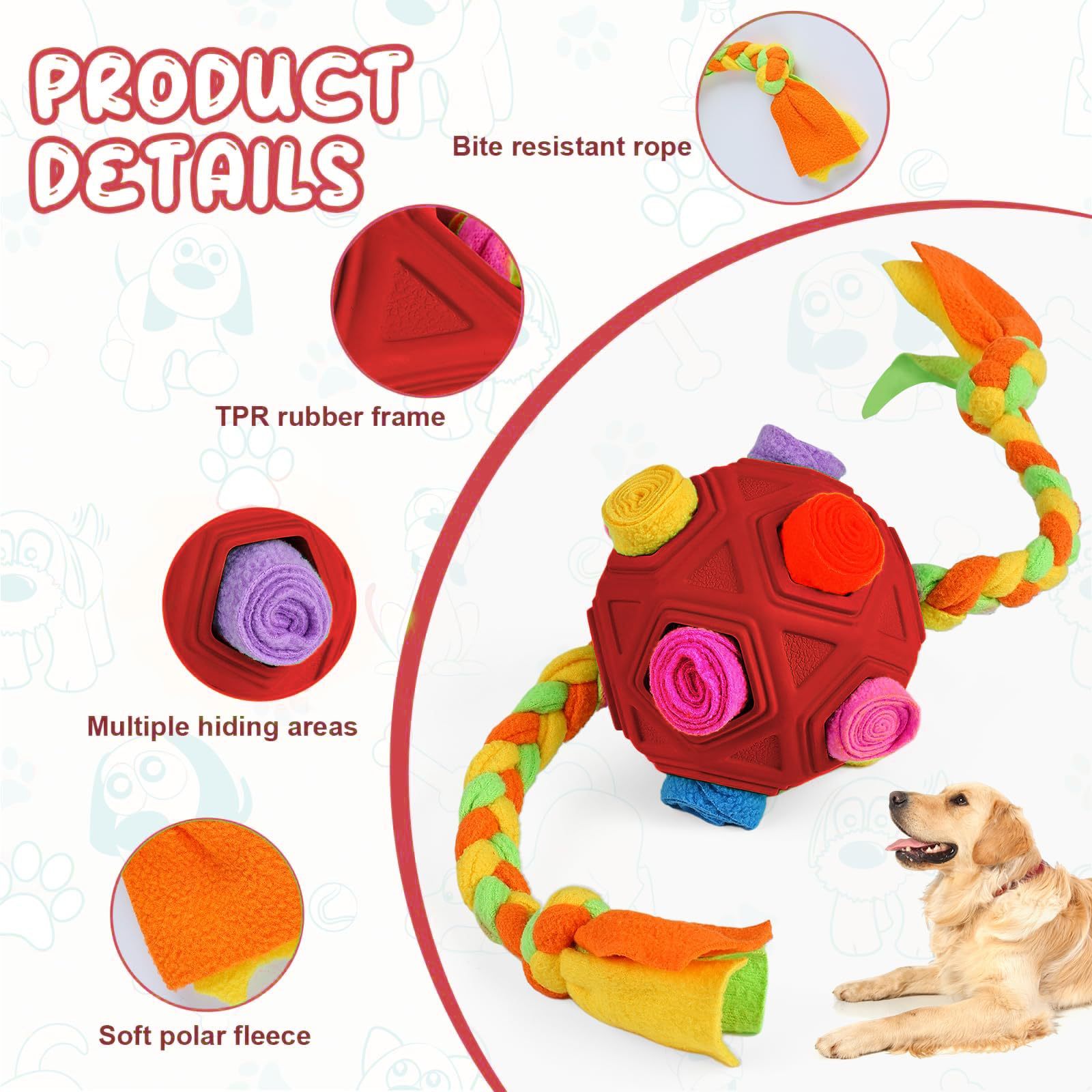 KFX-8325565 Interactive Sniffing Ball Puzzle for Dogs - IQ Training & Bite Resistant Toy