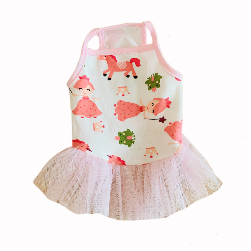 KFX-8325693 Cute Thin Cotton Pet Princess Dress – One-Piece Fashion for Small Dogs