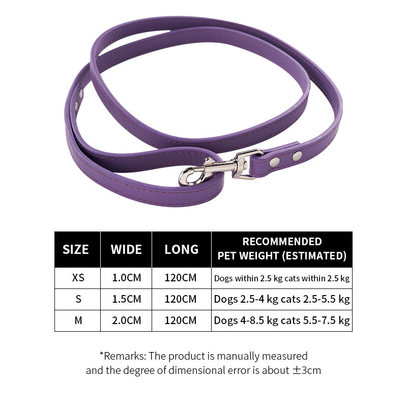 KFX-8326077 Adjustable PU Leather Dog Leash and Cat Pulling Rope in Assorted Colors
