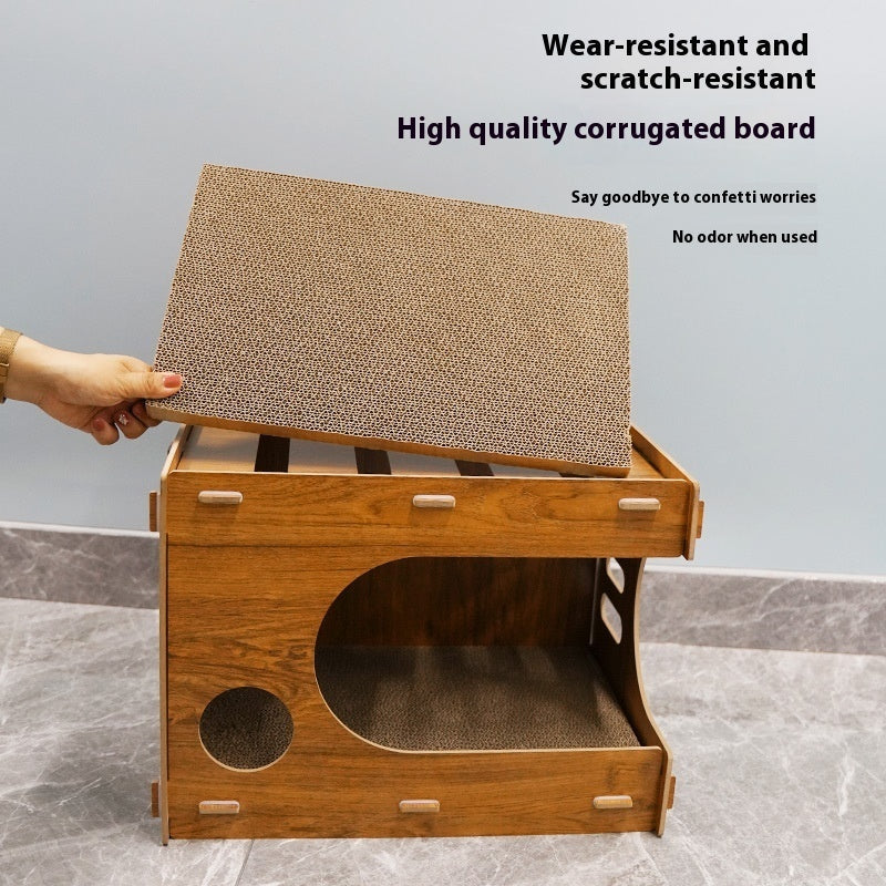 KFX-8327741 Large Double-Layer Scratch-Resistant Cat House with Spacious Design in Various Colors