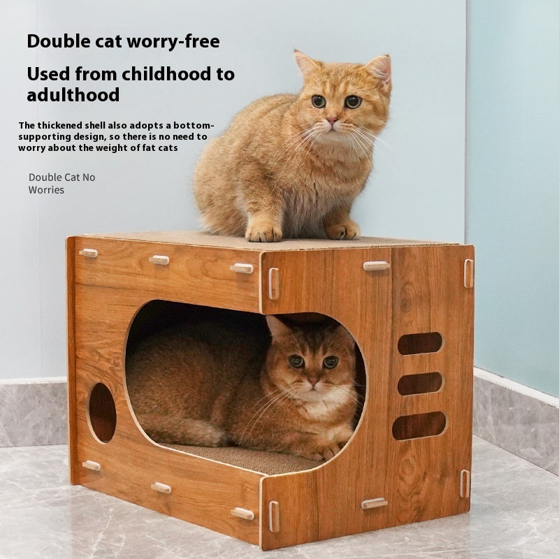 KFX-8327741 Large Double-Layer Scratch-Resistant Cat House with Spacious Design in Various Colors