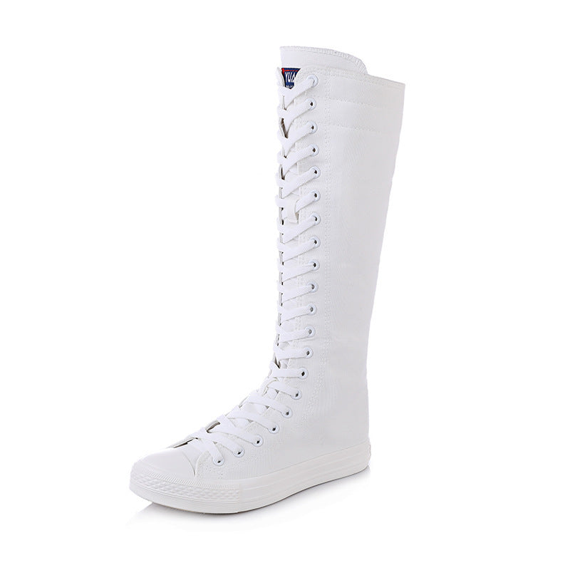 KFX-8330685 Women's High-Top Casual Canvas Zipper Boots with Rubber Sole