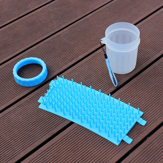 KFX-8331709 Portable Dog Foot Wash Bucket in Blue, Pink, and Green - Silicone Material