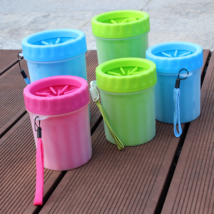 KFX-8331709 Portable Dog Foot Wash Bucket in Blue, Pink, and Green - Silicone Material