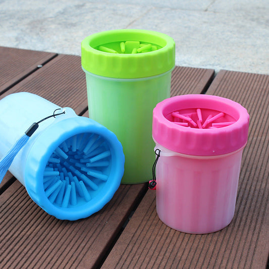 KFX-8331709 Portable Dog Foot Wash Bucket in Blue, Pink, and Green - Silicone Material