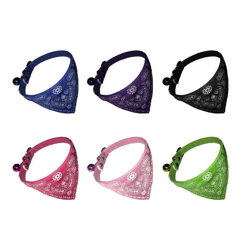 KFX-8331837 Adjustable Floral PU Collar and Burp Cloth Set for Small Dogs