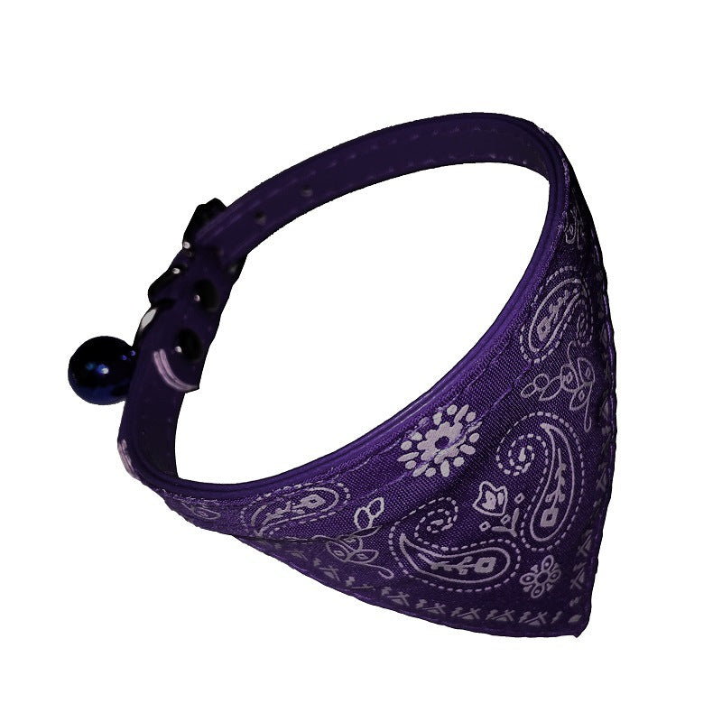 KFX-8331837 Adjustable Floral PU Collar and Burp Cloth Set for Small Dogs