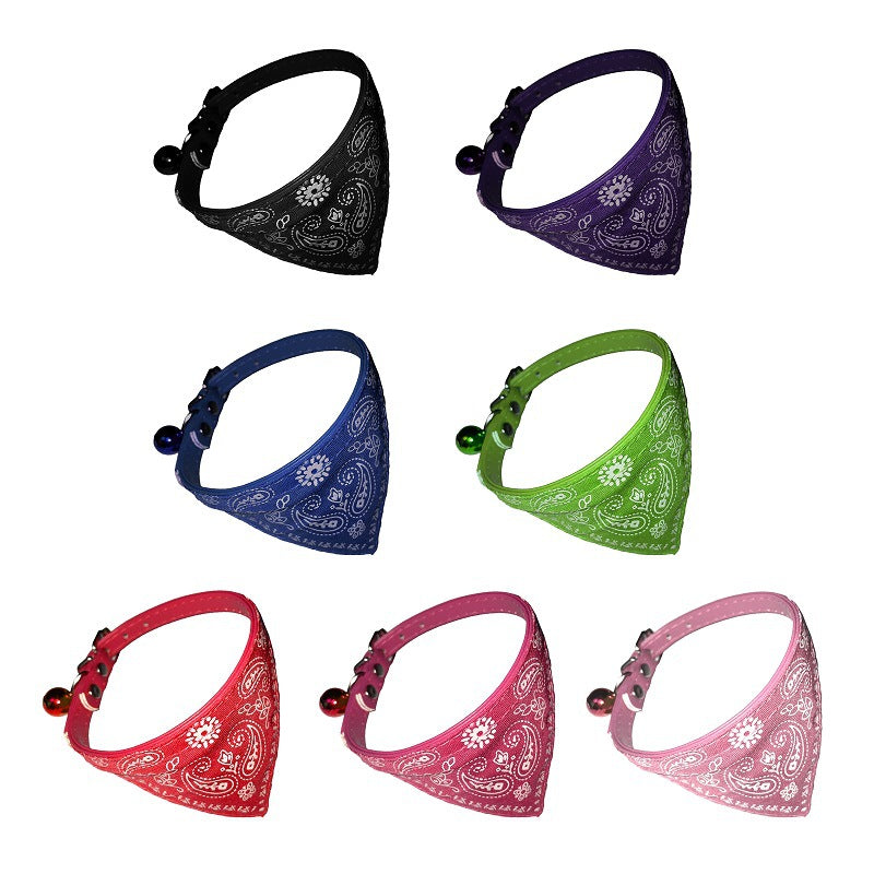 KFX-8331837 Adjustable Floral PU Collar and Burp Cloth Set for Small Dogs