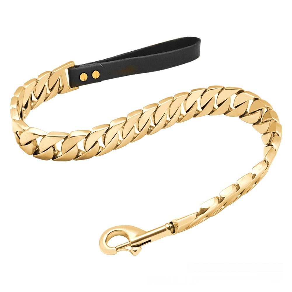 KFX-8333629 Large Dog Leash in Stainless Steel with Cast Titanium Steel, Available in Gold, Silver, Rose Gold, Colorful, and Black