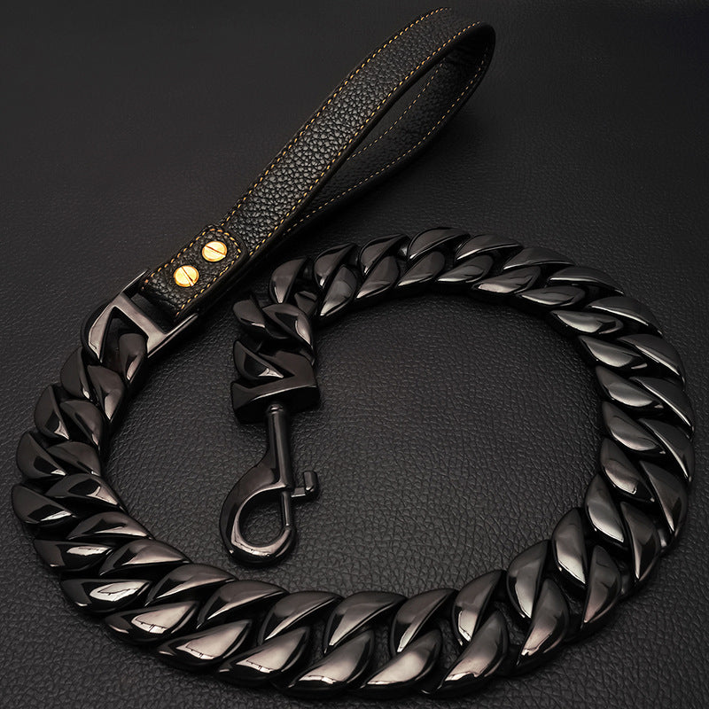 KFX-8333629 Large Dog Leash in Stainless Steel with Cast Titanium Steel, Available in Gold, Silver, Rose Gold, Colorful, and Black