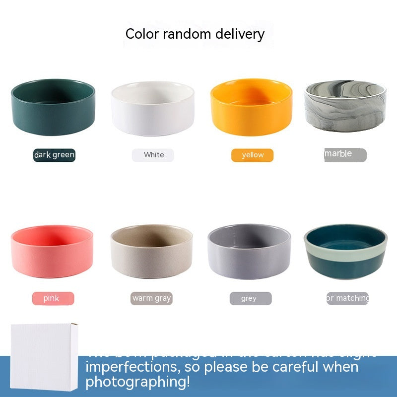 KFX-8335805 Ceramic Cat Bowl in Random Colors - Simple and Elegant Design