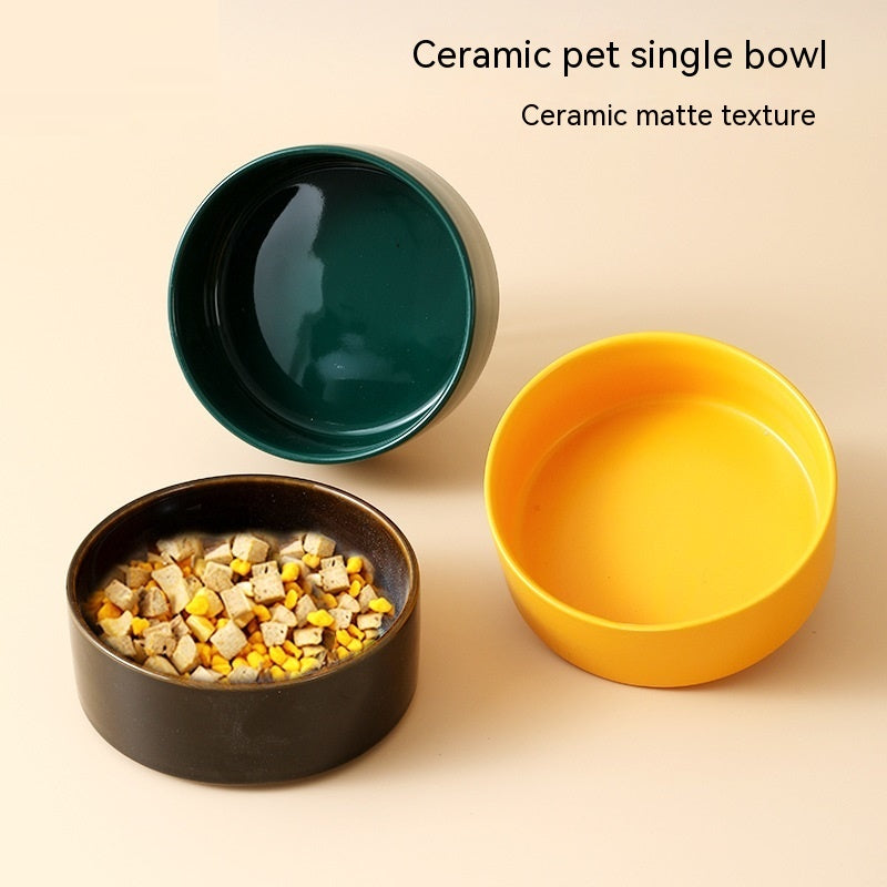 KFX-8335805 Ceramic Cat Bowl in Random Colors - Simple and Elegant Design
