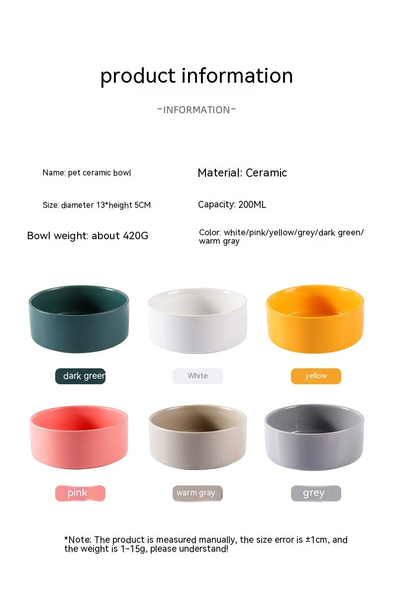 KFX-8335805 Ceramic Cat Bowl in Random Colors - Simple and Elegant Design