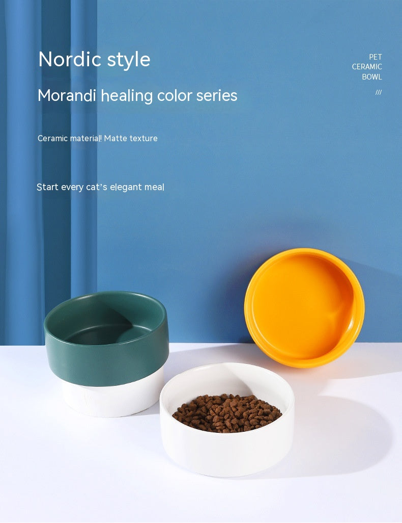 KFX-8335805 Ceramic Cat Bowl in Random Colors - Simple and Elegant Design