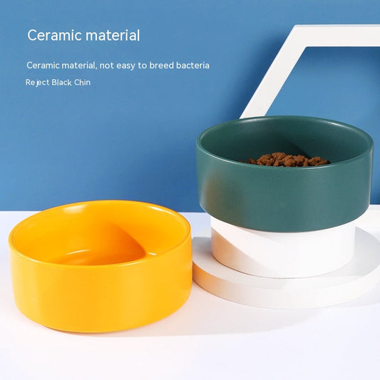 KFX-8335805 Ceramic Cat Bowl in Random Colors - Simple and Elegant Design