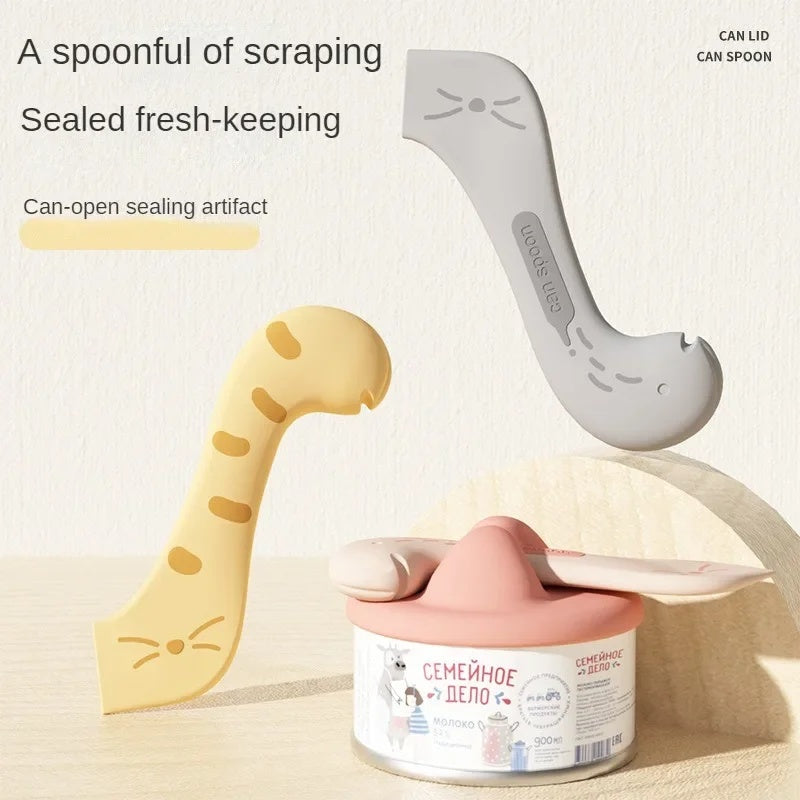 KFX-8337085 Multifunctional Silicone Pet Spoon and Can Opener with Sealing Cover for Dog and Cat Food Storage