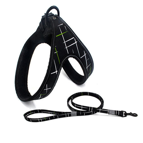 KFX-8338877 Adjustable Reflective Dog Harness and Leash for Small and Medium Dogs - Soft Breathable Design