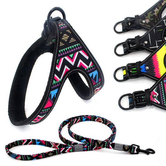 KFX-8338877 Adjustable Reflective Dog Harness and Leash for Small and Medium Dogs - Soft Breathable Design