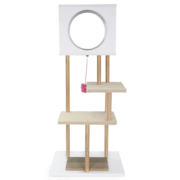 KFX-8339261 Multi-Level Indoor Cat Tree with Dual-Door Condo and Scratching Pads