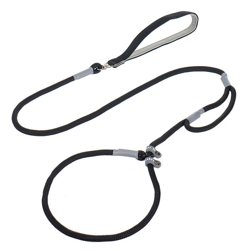 KFX-8339389 Strong Double Handle No Pull Dog Leash with Slip Chain for Small Dogs and Puppies – 1.4m Nylon Rope Traction Lead