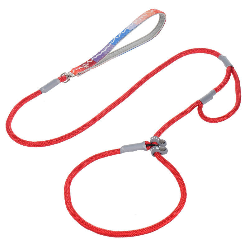 KFX-8339389 Strong Double Handle No Pull Dog Leash with Slip Chain for Small Dogs and Puppies – 1.4m Nylon Rope Traction Lead