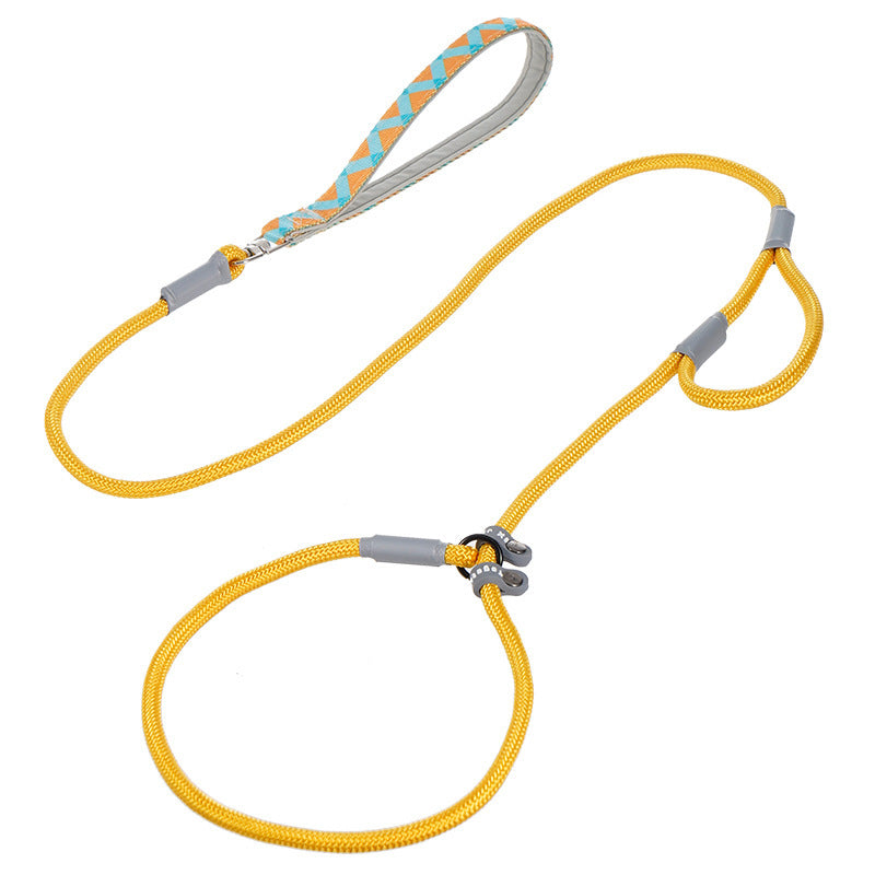 KFX-8339389 Strong Double Handle No Pull Dog Leash with Slip Chain for Small Dogs and Puppies – 1.4m Nylon Rope Traction Lead