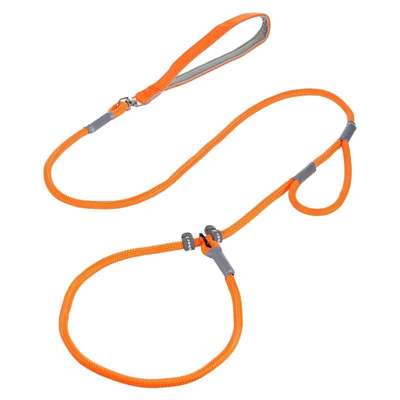 KFX-8339389 Strong Double Handle No Pull Dog Leash with Slip Chain for Small Dogs and Puppies – 1.4m Nylon Rope Traction Lead