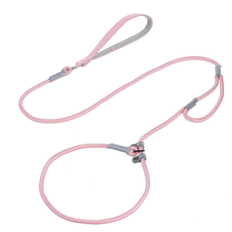 KFX-8339389 Strong Double Handle No Pull Dog Leash with Slip Chain for Small Dogs and Puppies – 1.4m Nylon Rope Traction Lead
