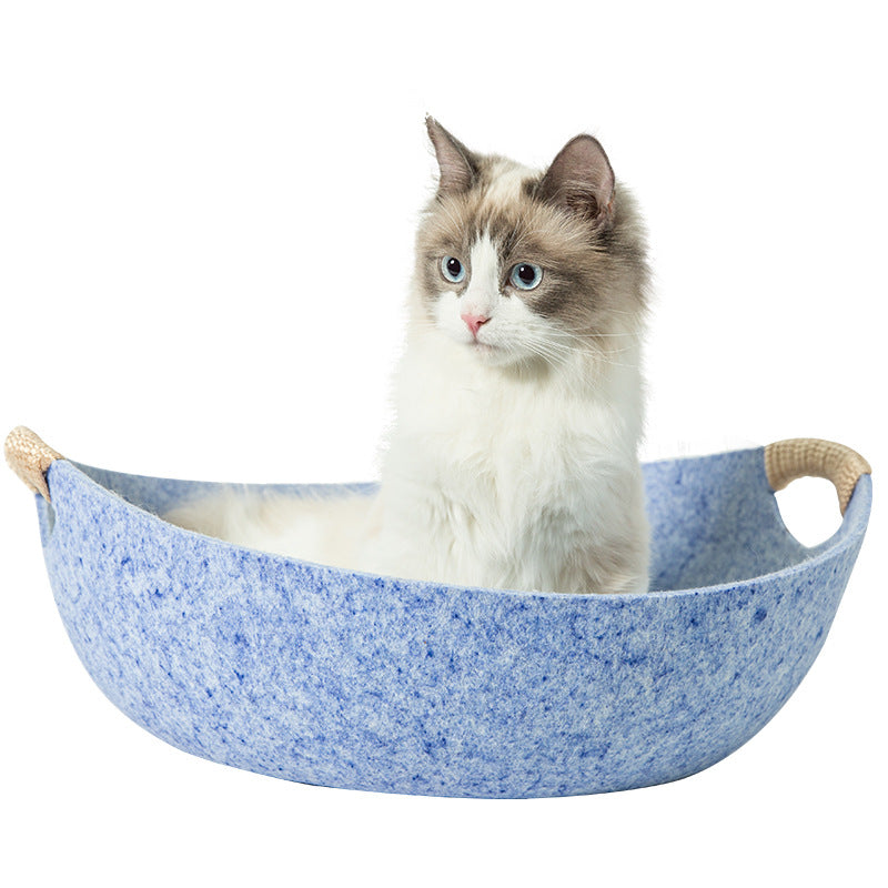 KFX-8339645 Pet Perch Cat Scratcher Bed House - Cozy Felt Shelter with Zipper Access and Bonus Pillow
