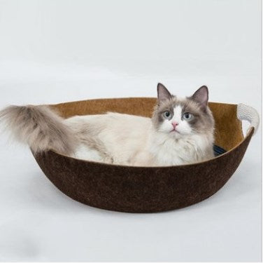 KFX-8339645 Pet Perch Cat Scratcher Bed House - Cozy Felt Shelter with Zipper Access and Bonus Pillow