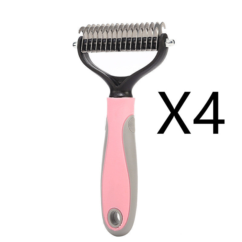 KFX-8341181 Double-Sided Stainless Steel Pet Brush for Grooming & Shedding Removal in Dogs and Cats