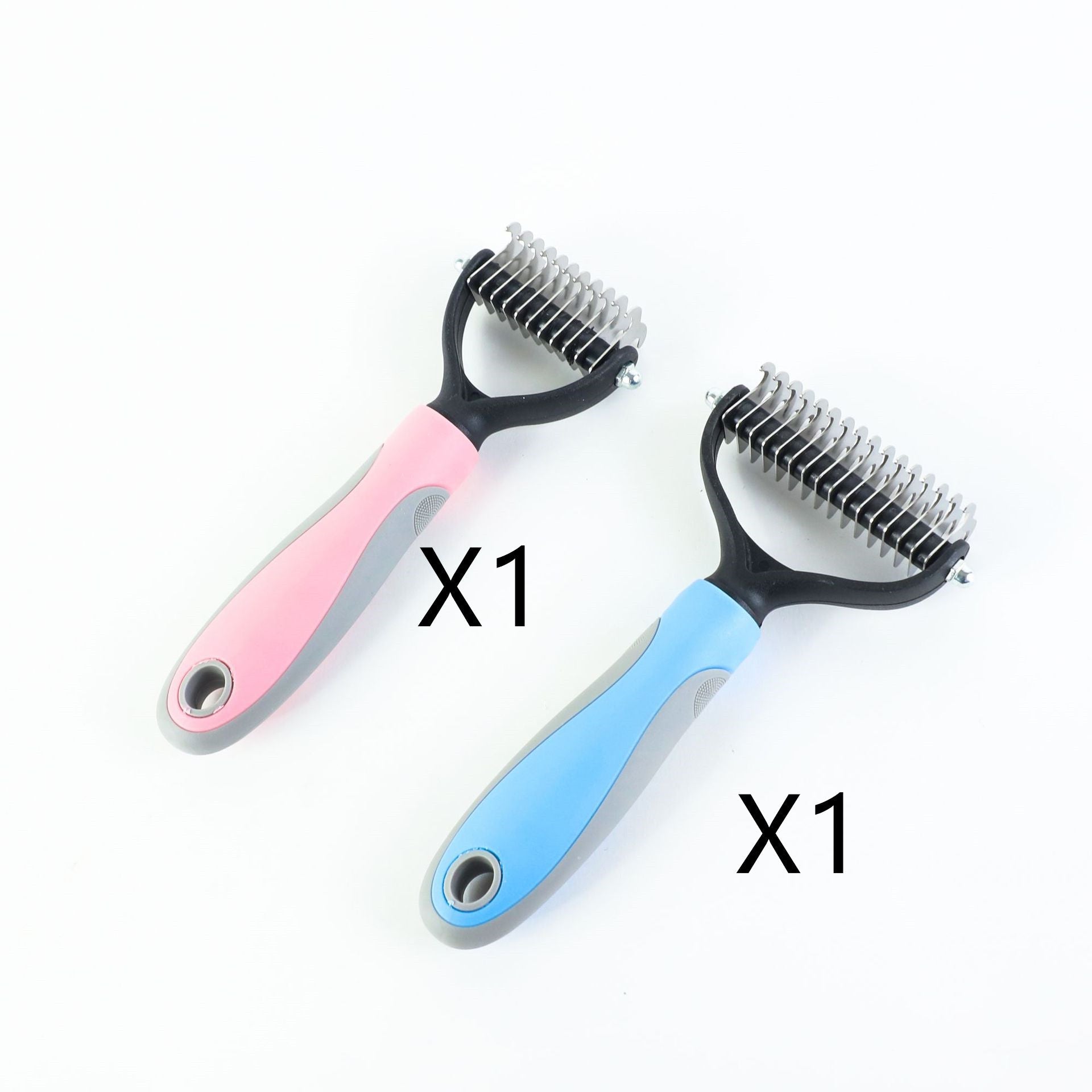 KFX-8341181 Double-Sided Stainless Steel Pet Brush for Grooming & Shedding Removal in Dogs and Cats