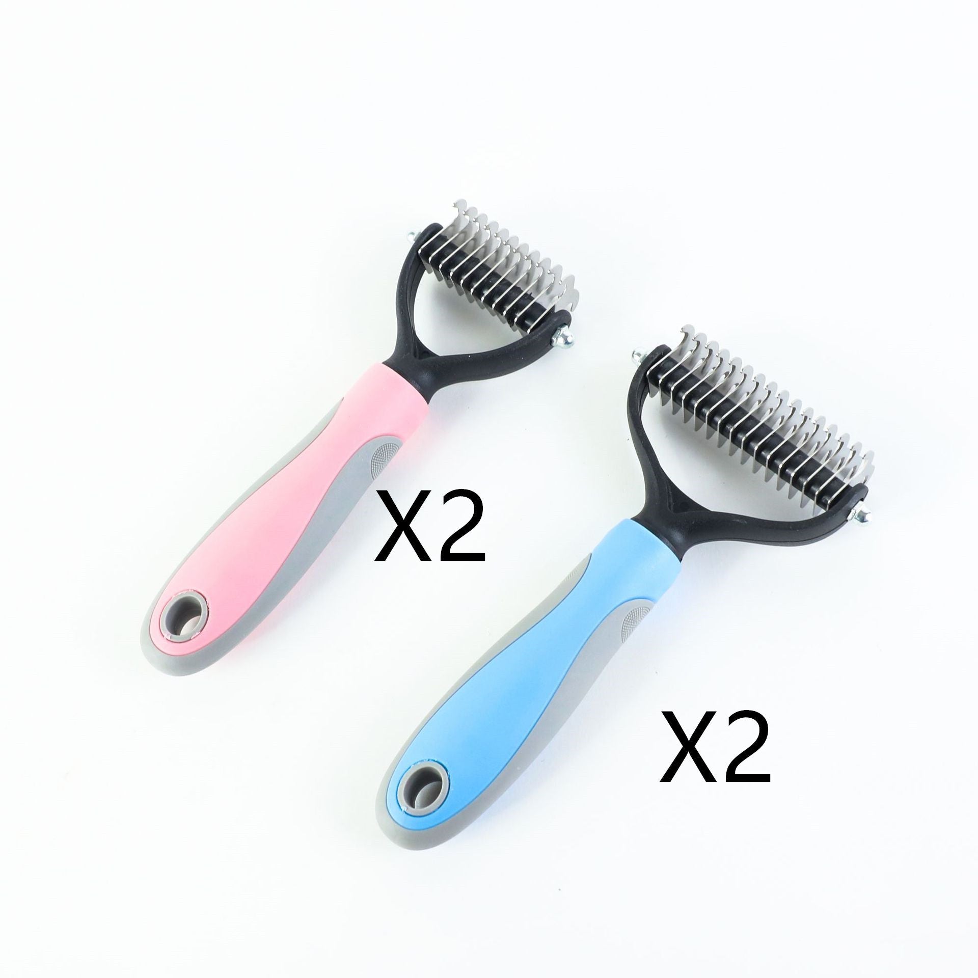 KFX-8341181 Double-Sided Stainless Steel Pet Brush for Grooming & Shedding Removal in Dogs and Cats