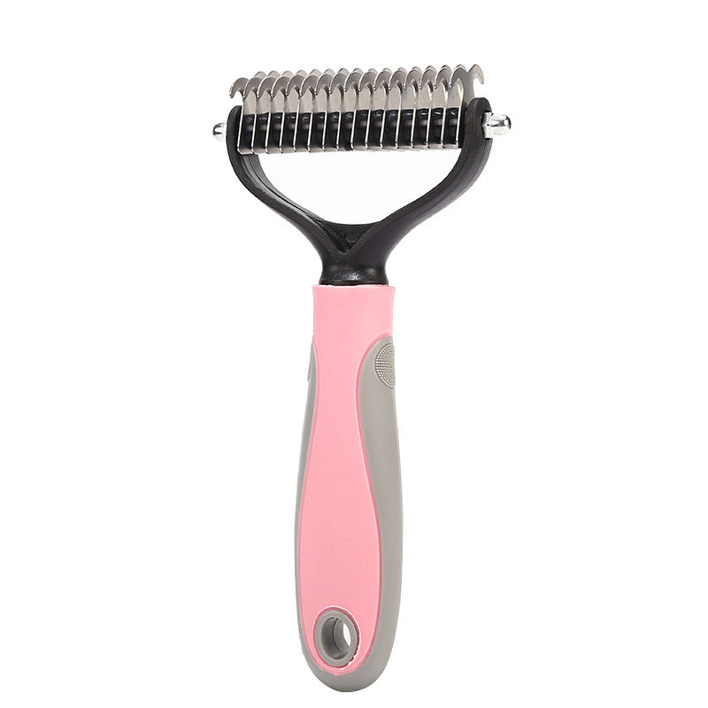 KFX-8341181 Double-Sided Stainless Steel Pet Brush for Grooming & Shedding Removal in Dogs and Cats