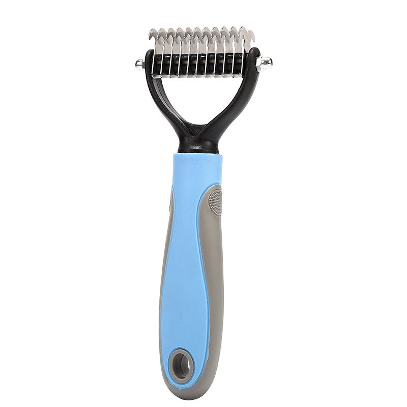 KFX-8341181 Double-Sided Stainless Steel Pet Brush for Grooming & Shedding Removal in Dogs and Cats