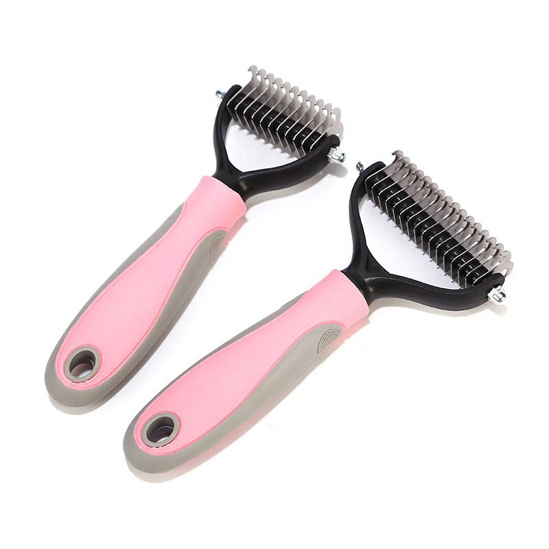KFX-8341181 Double-Sided Stainless Steel Pet Brush for Grooming & Shedding Removal in Dogs and Cats