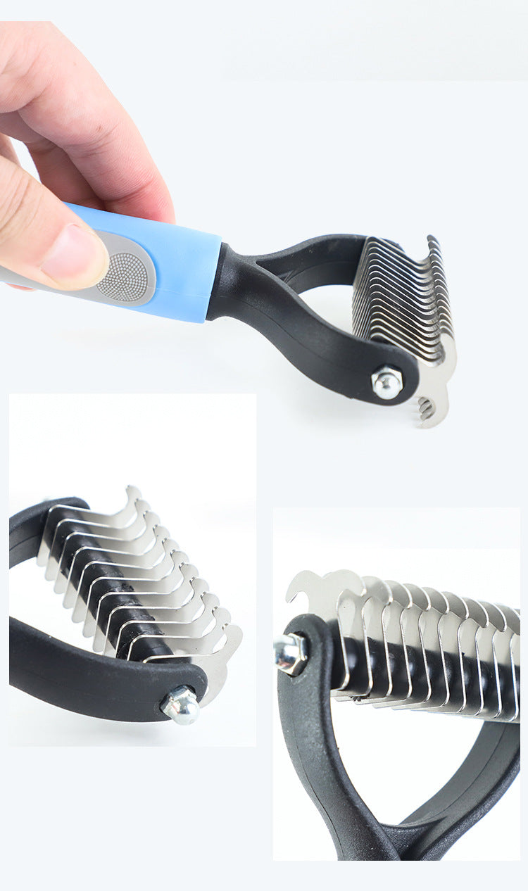 KFX-8341181 Double-Sided Stainless Steel Pet Brush for Grooming & Shedding Removal in Dogs and Cats