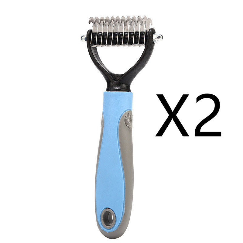 KFX-8341181 Double-Sided Stainless Steel Pet Brush for Grooming & Shedding Removal in Dogs and Cats