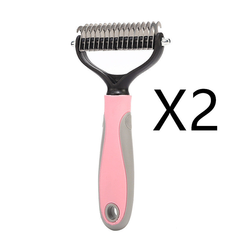 KFX-8341181 Double-Sided Stainless Steel Pet Brush for Grooming & Shedding Removal in Dogs and Cats