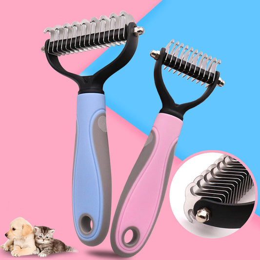 KFX-8341181 Double-Sided Stainless Steel Pet Brush for Grooming & Shedding Removal in Dogs and Cats