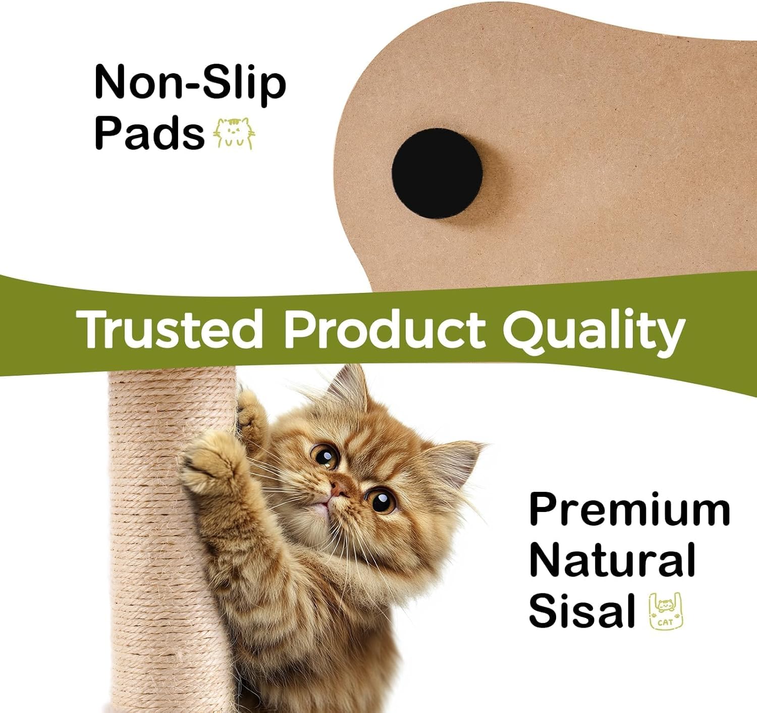 KFX-8343997 2-in-1 Cat Tower with Sisal Scratcher and Interactive Ball Track, Cozy Bed in Green