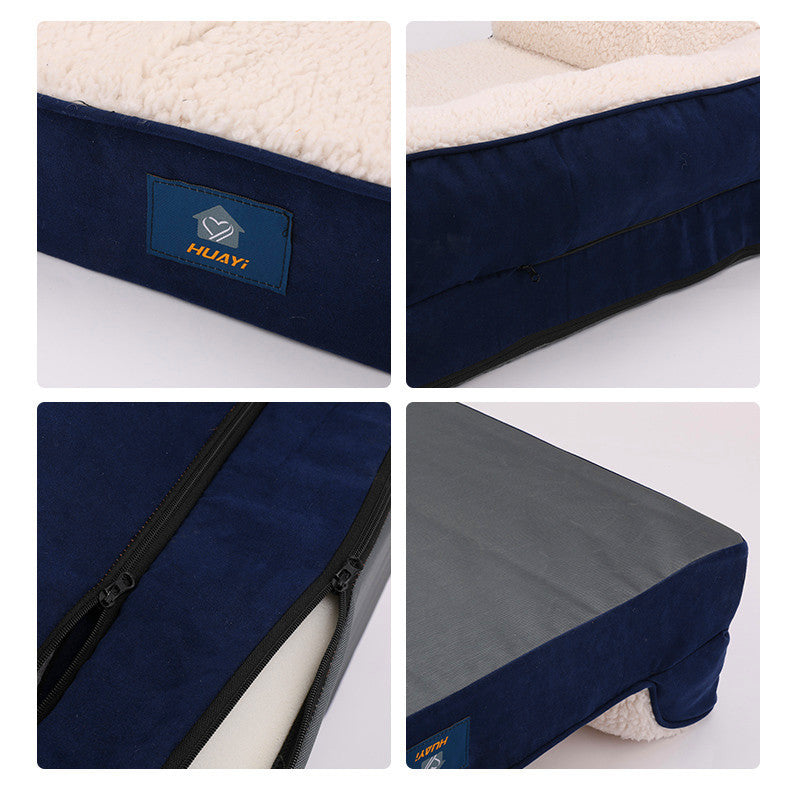 KFX-8345405 Universal Dog Sofa Bed for All Seasons - Navy Blue, Polyester Fiber, 50*65*18 or 71*58*18 Sizes