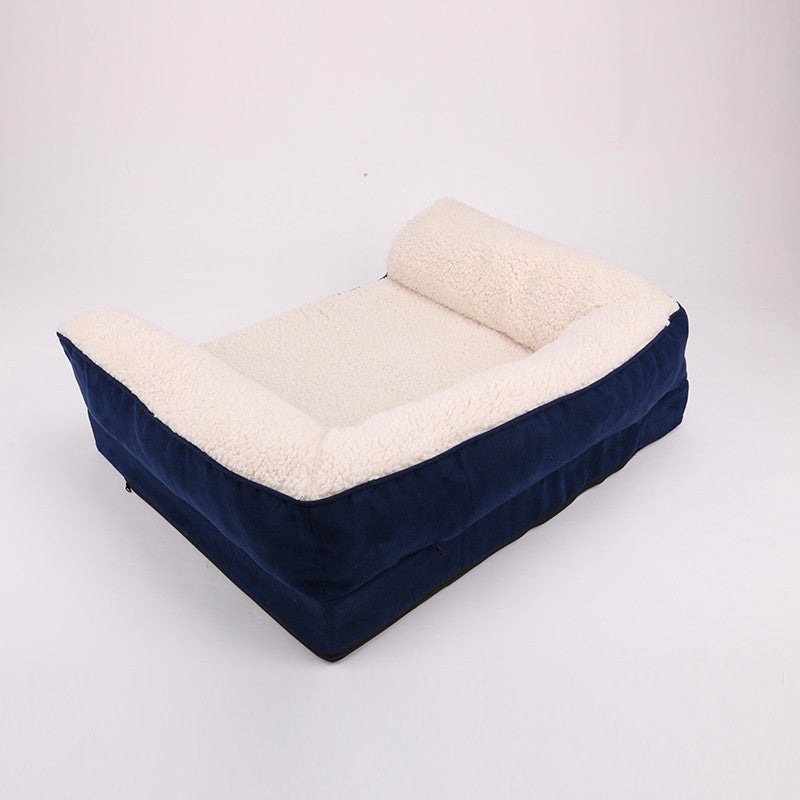 KFX-8345405 Universal Dog Sofa Bed for All Seasons - Navy Blue, Polyester Fiber, 50*65*18 or 71*58*18 Sizes