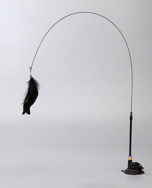 KFX-8346173 Suction Cup Cat Teaser with Steel Wire and Feather Replacement Head for Interactive Play