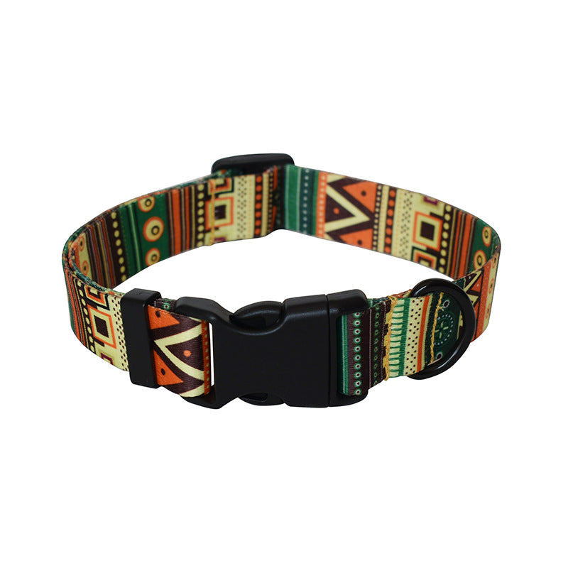KFX-8347325 Colorful Ethnic Style Dog Collars and Leashes with Adjustable Lengths, Various Designs and Widths