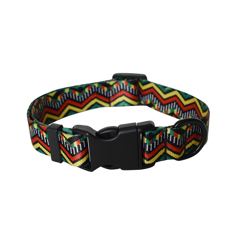KFX-8347325 Colorful Ethnic Style Dog Collars and Leashes with Adjustable Lengths, Various Designs and Widths