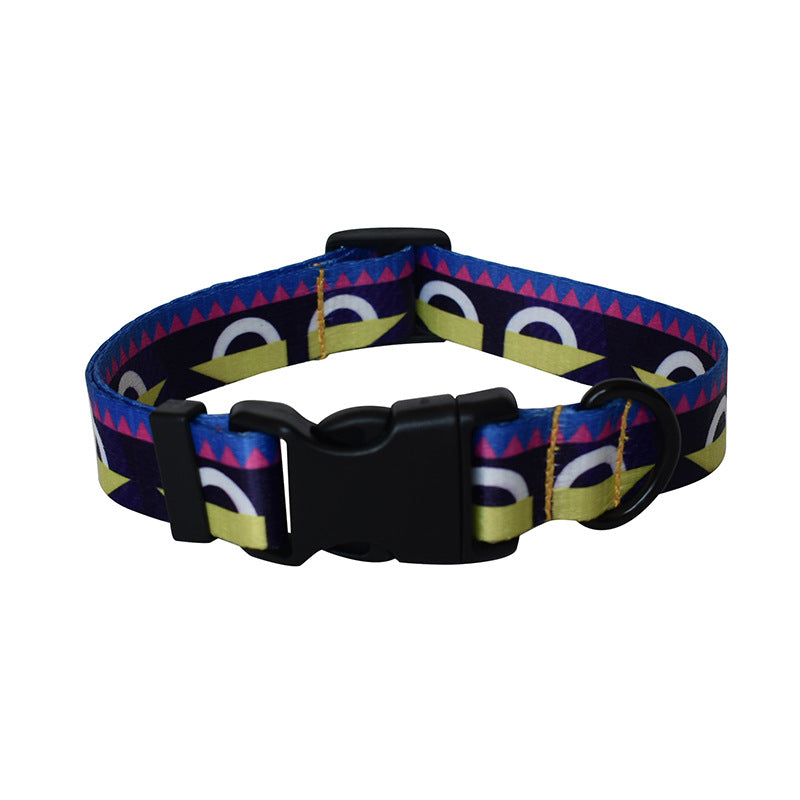 KFX-8347325 Colorful Ethnic Style Dog Collars and Leashes with Adjustable Lengths, Various Designs and Widths