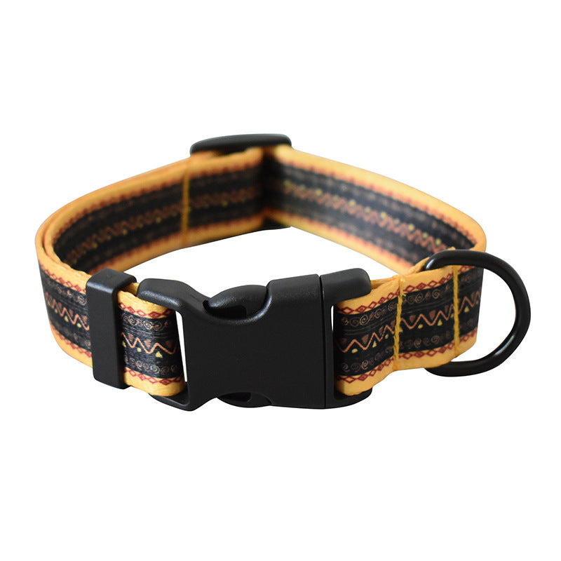 KFX-8347325 Colorful Ethnic Style Dog Collars and Leashes with Adjustable Lengths, Various Designs and Widths